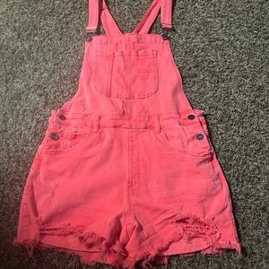 Vibrant Pink Women's Denim Overalls